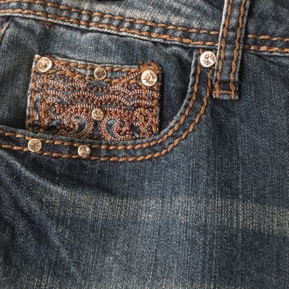 EARL JEANS Bootcut Bling Embroidered Pockets Mid Rise Stretch Denim Western 8 - Picture 6 of 12